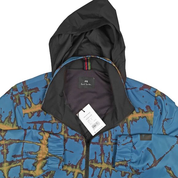 NEW $475 Paul Smith Track Jacket Windbreaker! M Blue With Abstract Modern Design - Picture 6 of 6